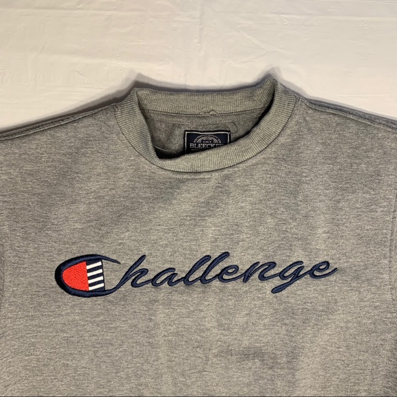 Bleecker and Mercer Challenge Logo Gray Crewneck Sweatshirt Men’s Medium - Picture 4 of 9